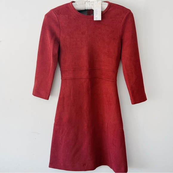 Level 99 Dresses & Skirts - NWT! Rust Faux Suede Three-Quarter Sleeve A-Line Dress by Level 99 Size XS